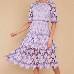 Get To The Point Lavender Lace Midi Dress